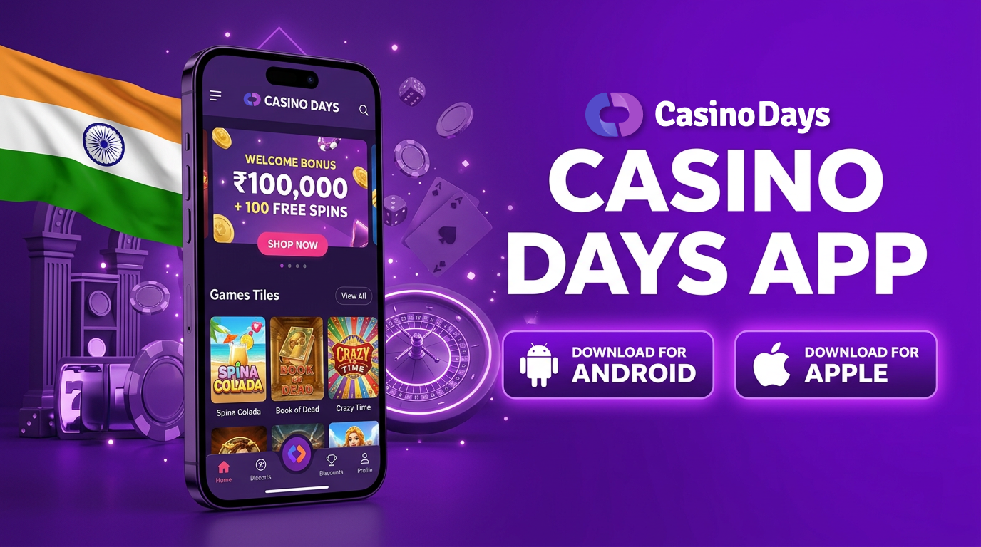 Casino Days app for Indian players offering mobile casino games, live casino, slots, promotions, and user-friendly navigation
